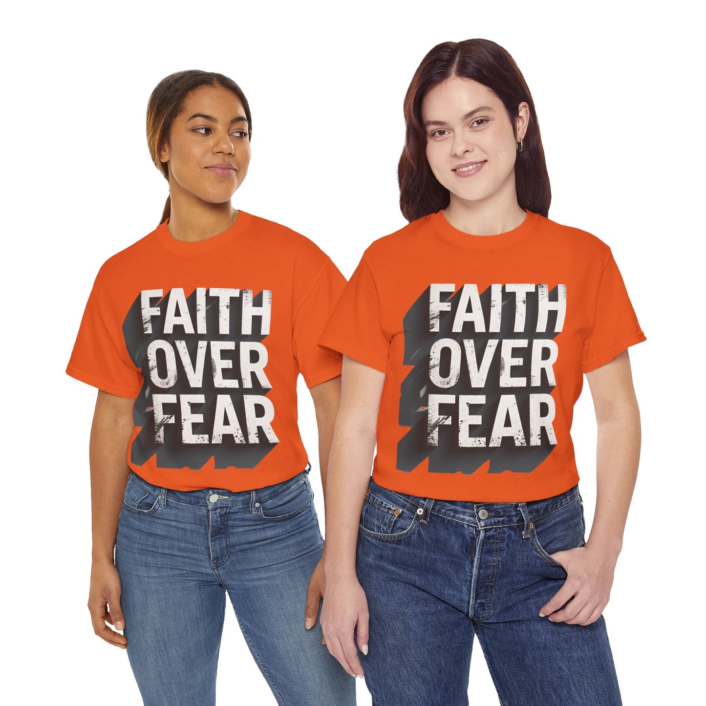 Faith Over Fear Cotton Tee — Distressed Inspirational Graphic