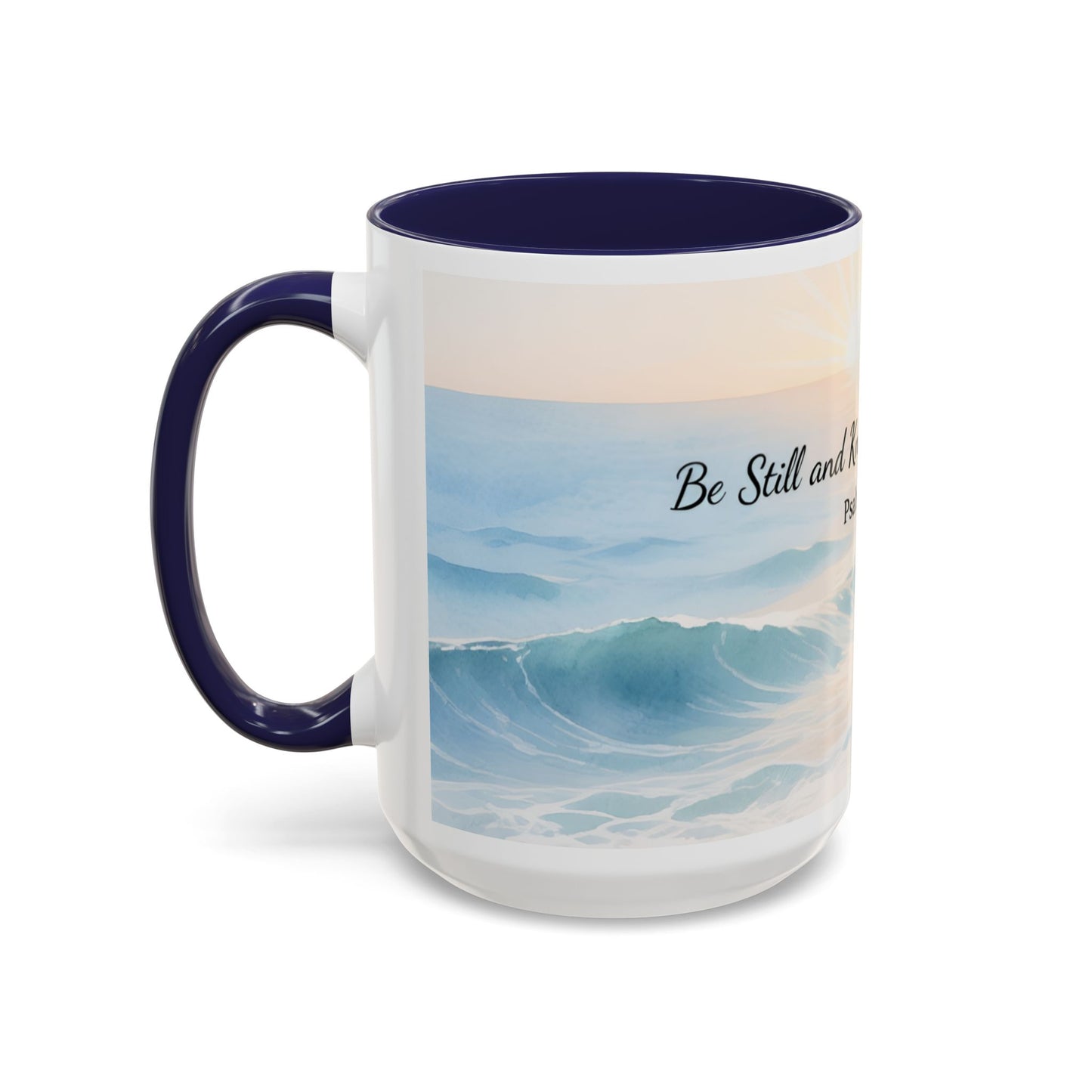 Psalm 46:10 Ocean Coffee Mug – "Be Still and Know That I Am God" Inspirational Ceramic