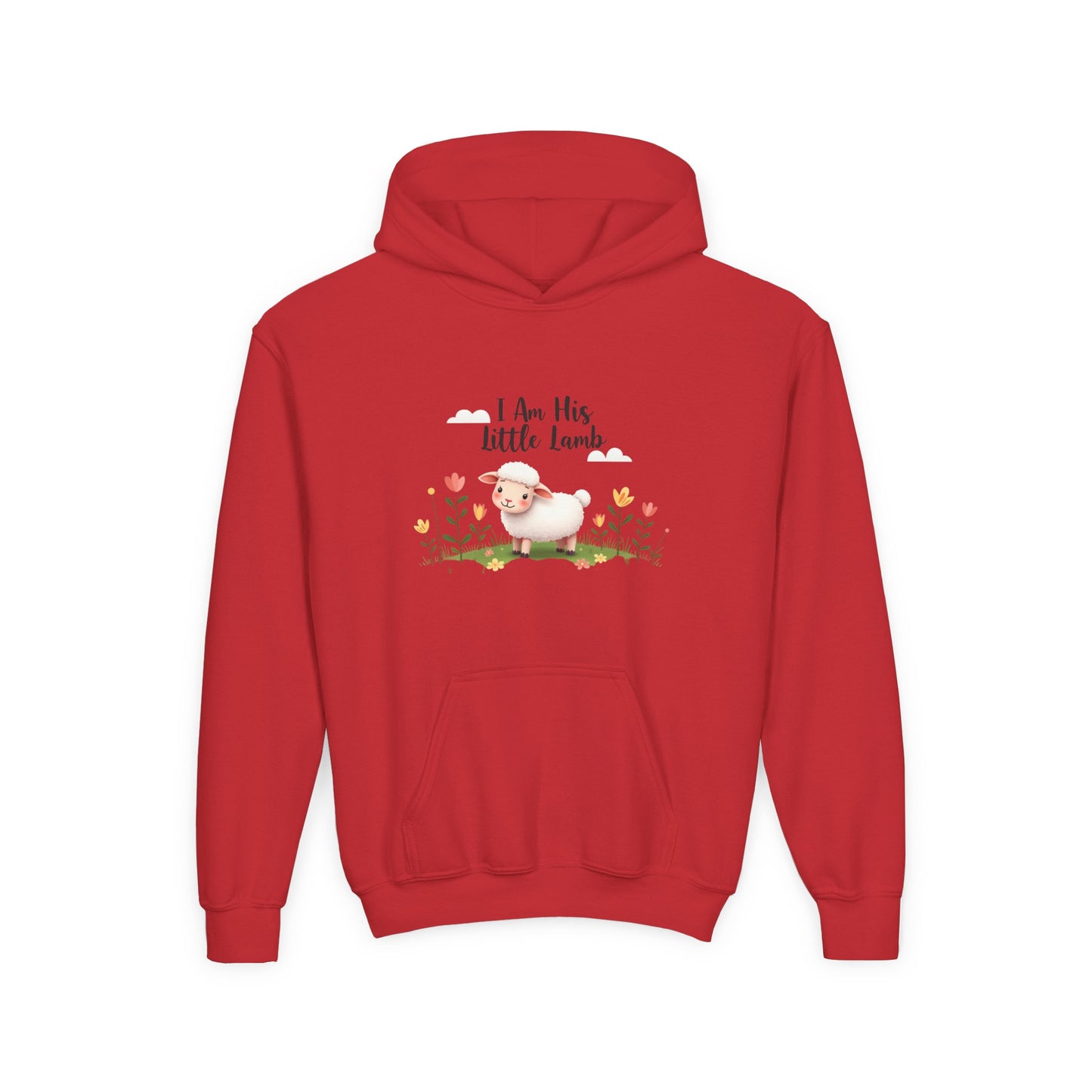 Youth Hoodie - "I Am His Little Lamb" Cute Floral Lamb Kids Pullover