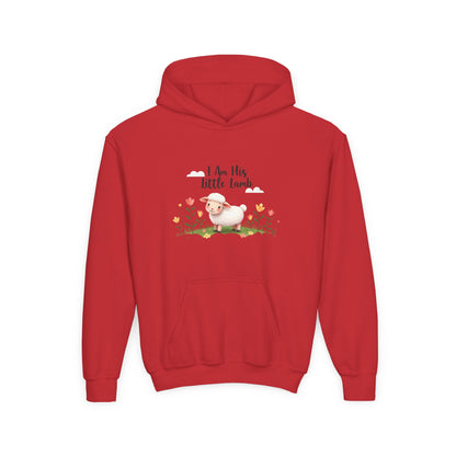 Youth Hoodie - "I Am His Little Lamb" Cute Floral Lamb Kids Pullover