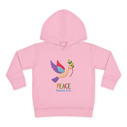 Toddler Hoodie — Colorful Peace Dove with Olive Branch & “PEACE Genesis 9:13”