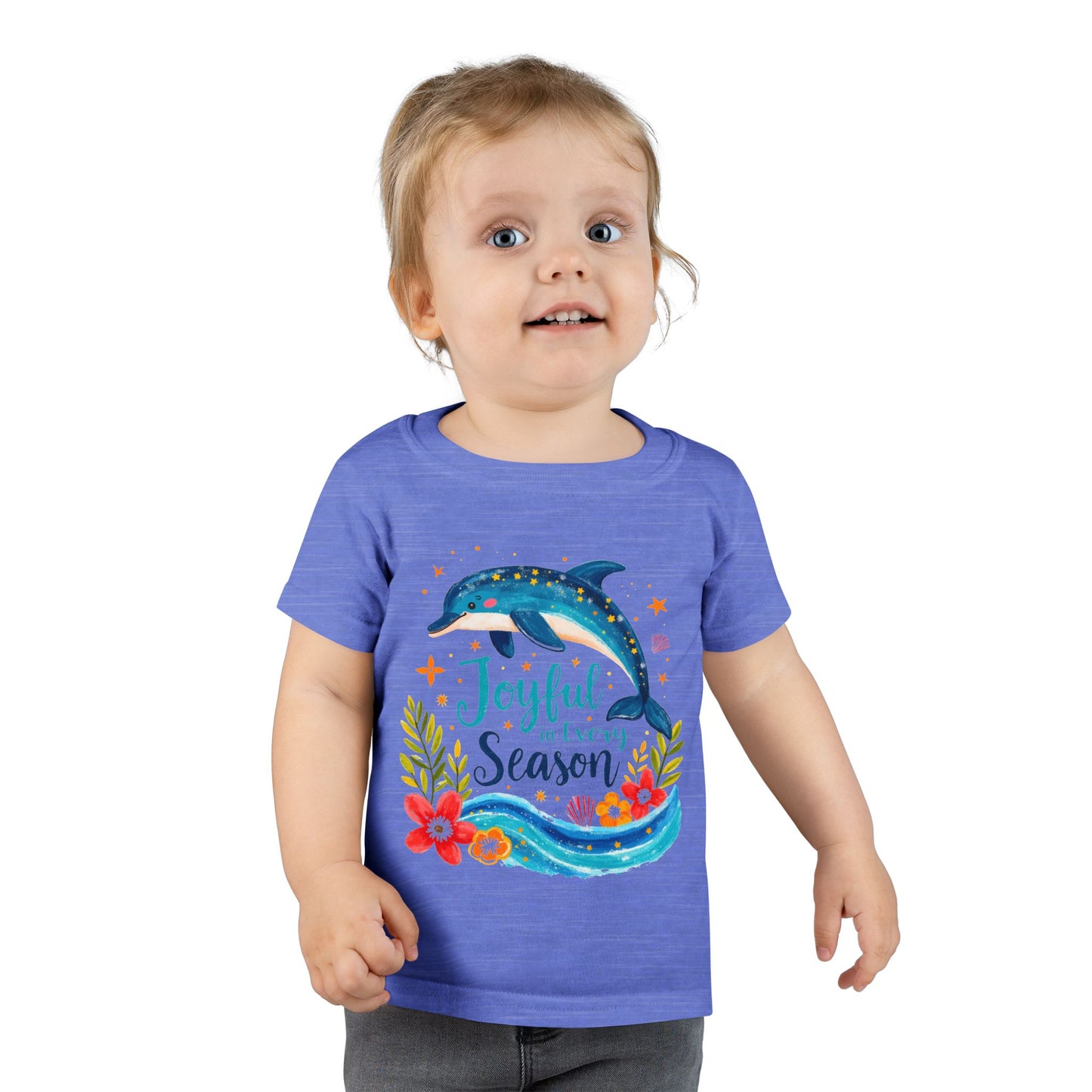 Joyful Sea Season Toddler T-Shirt — Dolphin Floral Kids Tee