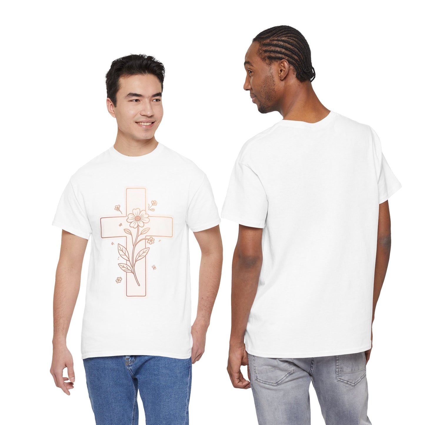 Floral Cross Tee — Delicate Bloom Christian T-Shirt