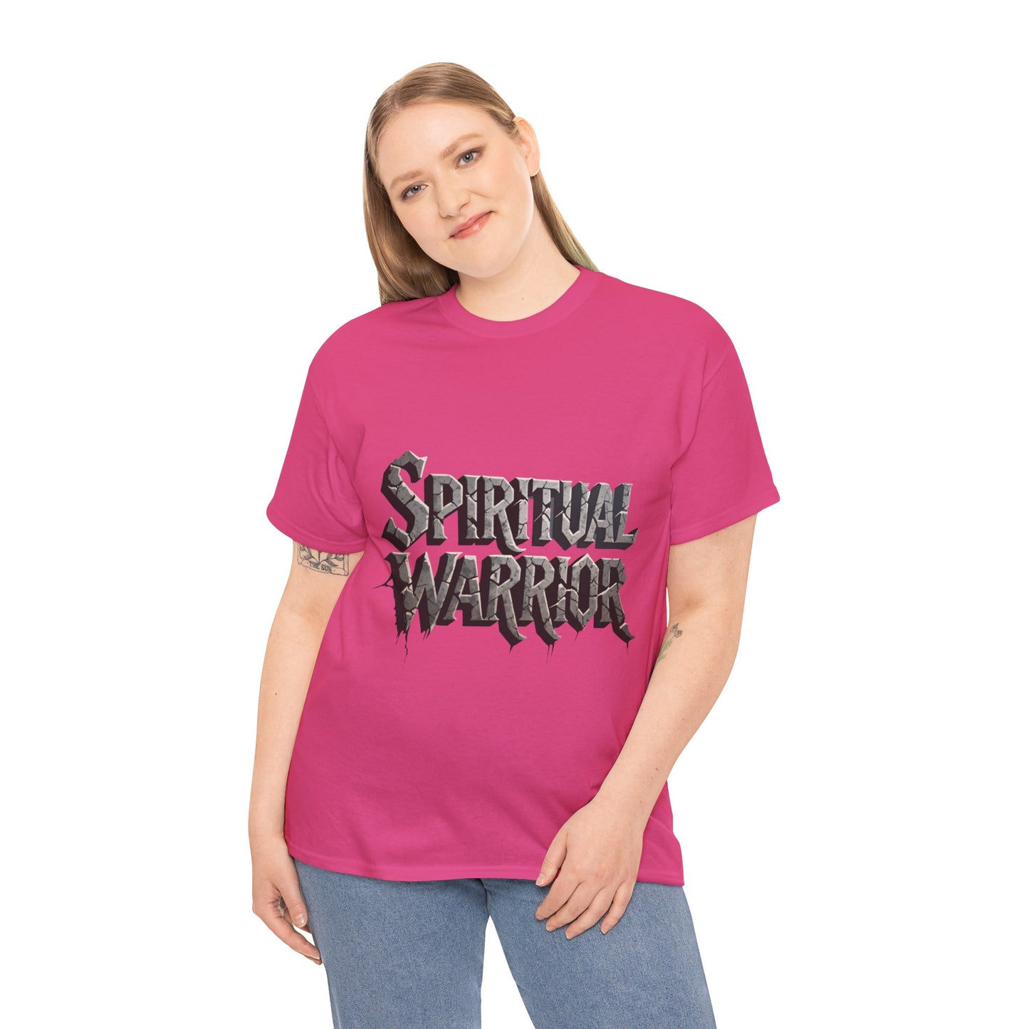 Spiritual Warrior T-Shirt — Gothic Lettering Faith & Strength Tee