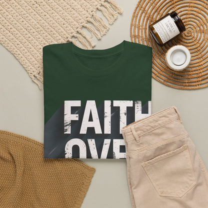Faith Over Fear Cotton Tee — Distressed Inspirational Graphic