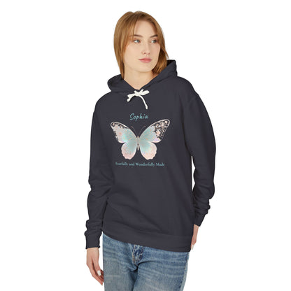 Butterfly Personalized Hoodie — Pastel Floral Butterfly Lightweight Hoodie