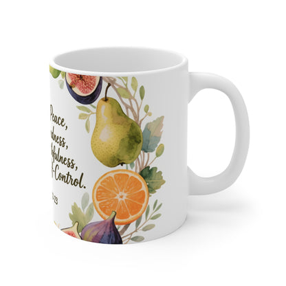 Love Joy Peace Scripture Mug — Galatians 5:22–23 Watercolor Fruit 11oz