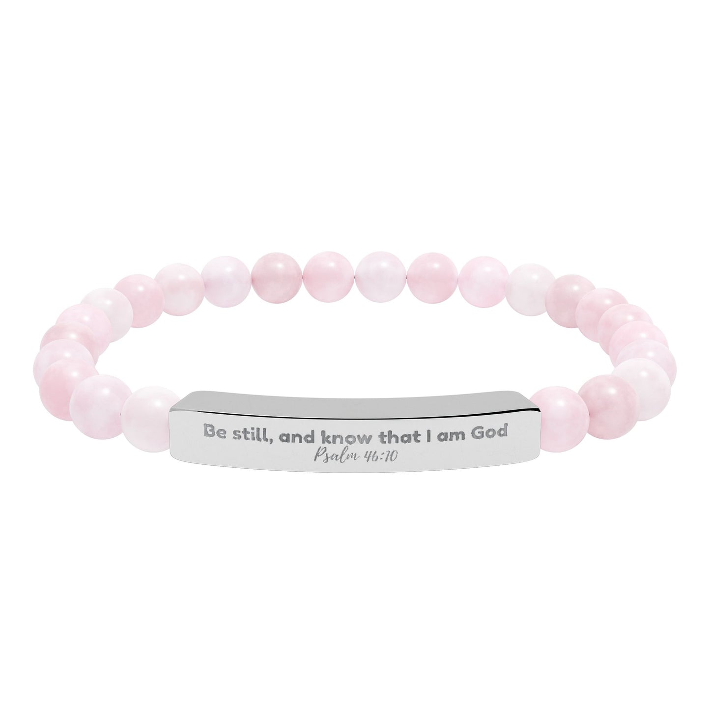 Engraved Natural Stone Stretch Bar Bracelet —  Inspirational Beaded Bracelet