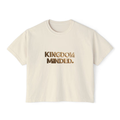Kingdom Minded Boxy Tee — Women's Faith-Inspired Cropped T-Shirt