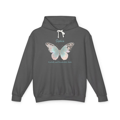 Butterfly Personalized Hoodie — Pastel Floral Butterfly Lightweight Hoodie