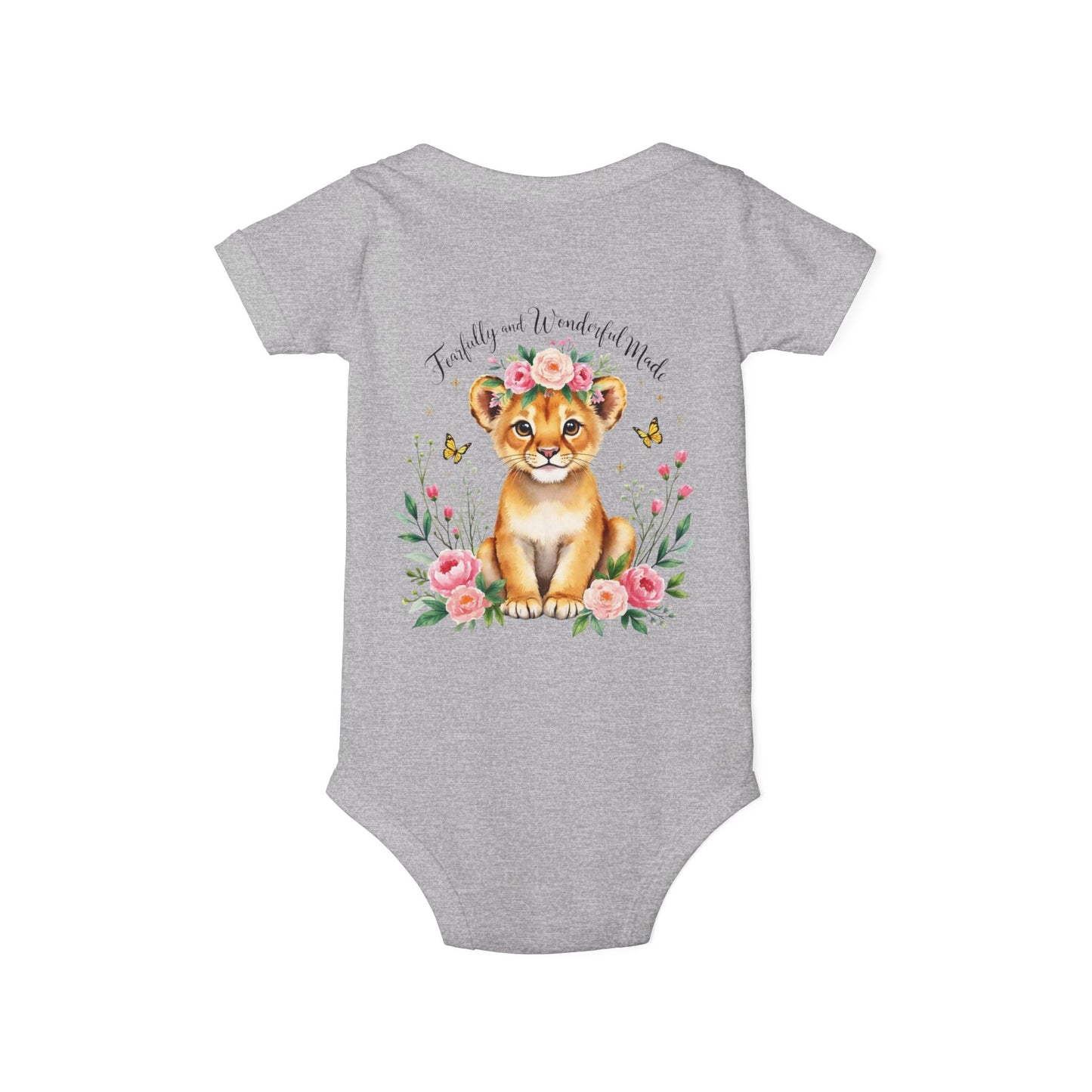 Baby Onesie - Floral Lion Cub "Wild and Wonderful" Personalized Infant Bodysuit