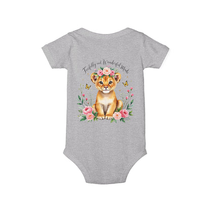 Baby Onesie - Floral Lion Cub "Wild and Wonderful" Personalized Infant Bodysuit