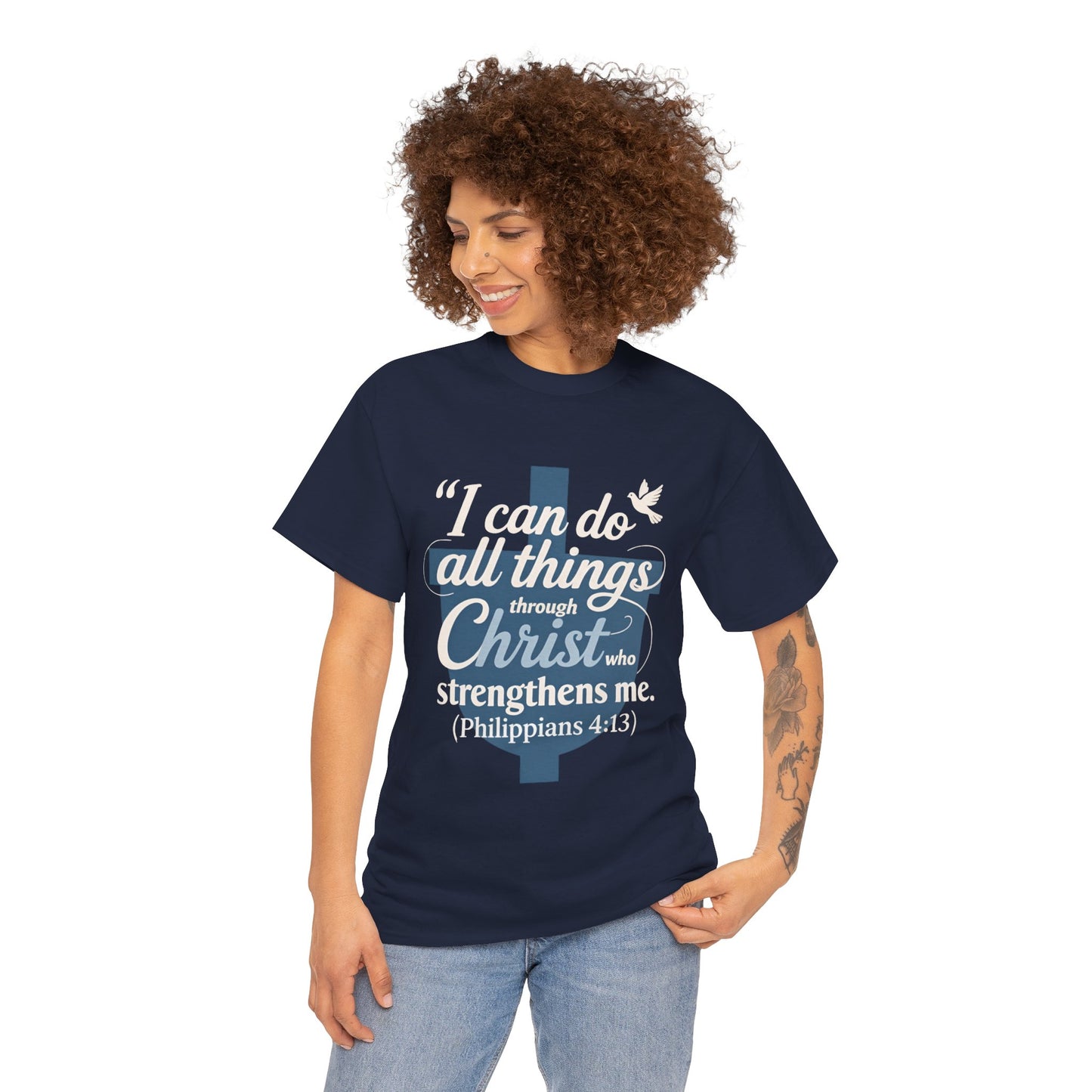 Philippians 4:13 Cotton Tee — "I Can Do All Things" Christian Prayer T-Shirt