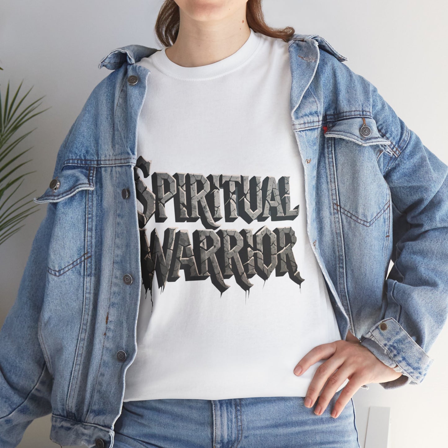 Spiritual Warrior T-Shirt — Gothic Lettering Faith & Strength Tee
