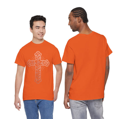Floral Cross Tee – Delicate Pink Botanical Christian T-Shirt