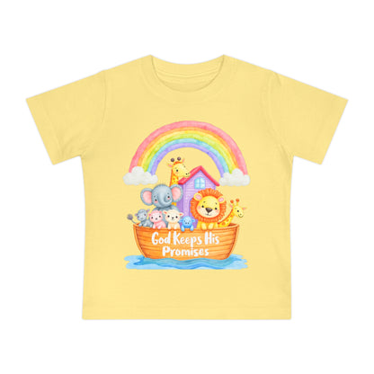 Baby T-Shirt — "God Keeps His Promises" Noah's Ark Rainbow Design