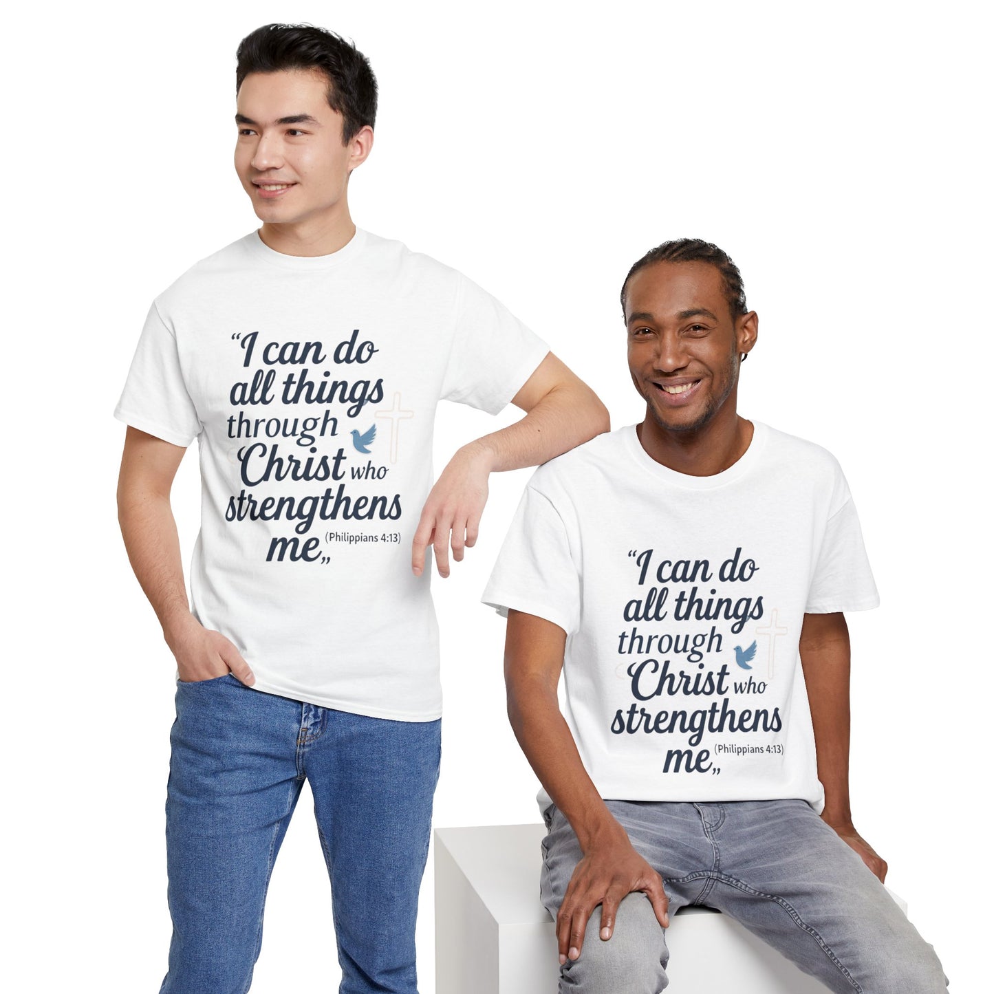 Inspirational Christian T-Shirt - "I Can Do All Things Through Christ" Bible Verse Tee