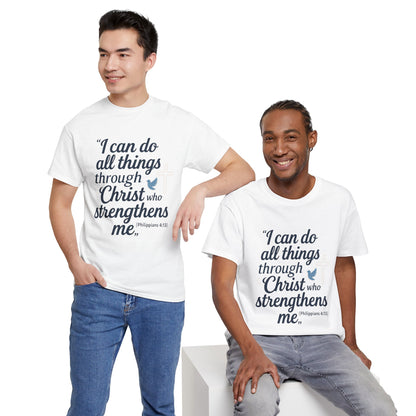 Inspirational Christian T-Shirt - "I Can Do All Things Through Christ" Bible Verse Tee