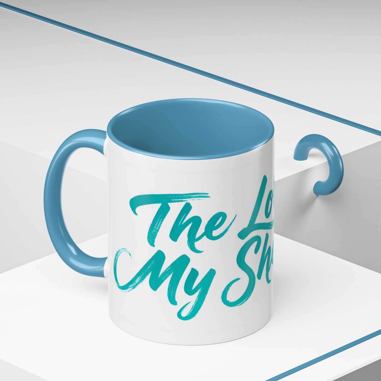 Scripture Accent Coffee Mug — Teal Hand-Lettered Encouragement (11/15 oz)