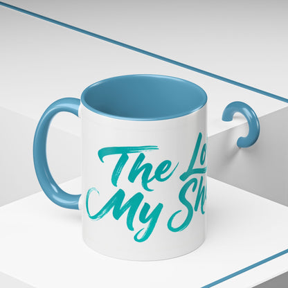 Scripture Accent Coffee Mug — Teal Hand-Lettered Encouragement (11/15 oz)