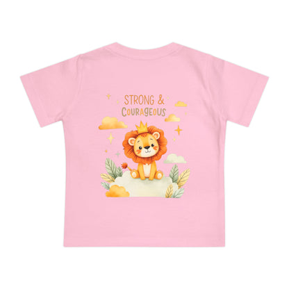 Strong & Courageous Lion Baby T-Shirt — Cute Nursery Tee for Baby Shower & Newborn