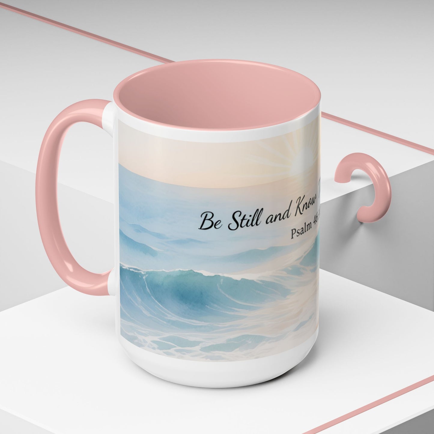 Psalm 46:10 Ocean Coffee Mug – "Be Still and Know That I Am God" Inspirational Ceramic
