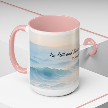 Psalm 46:10 Ocean Coffee Mug – "Be Still and Know That I Am God" Inspirational Ceramic