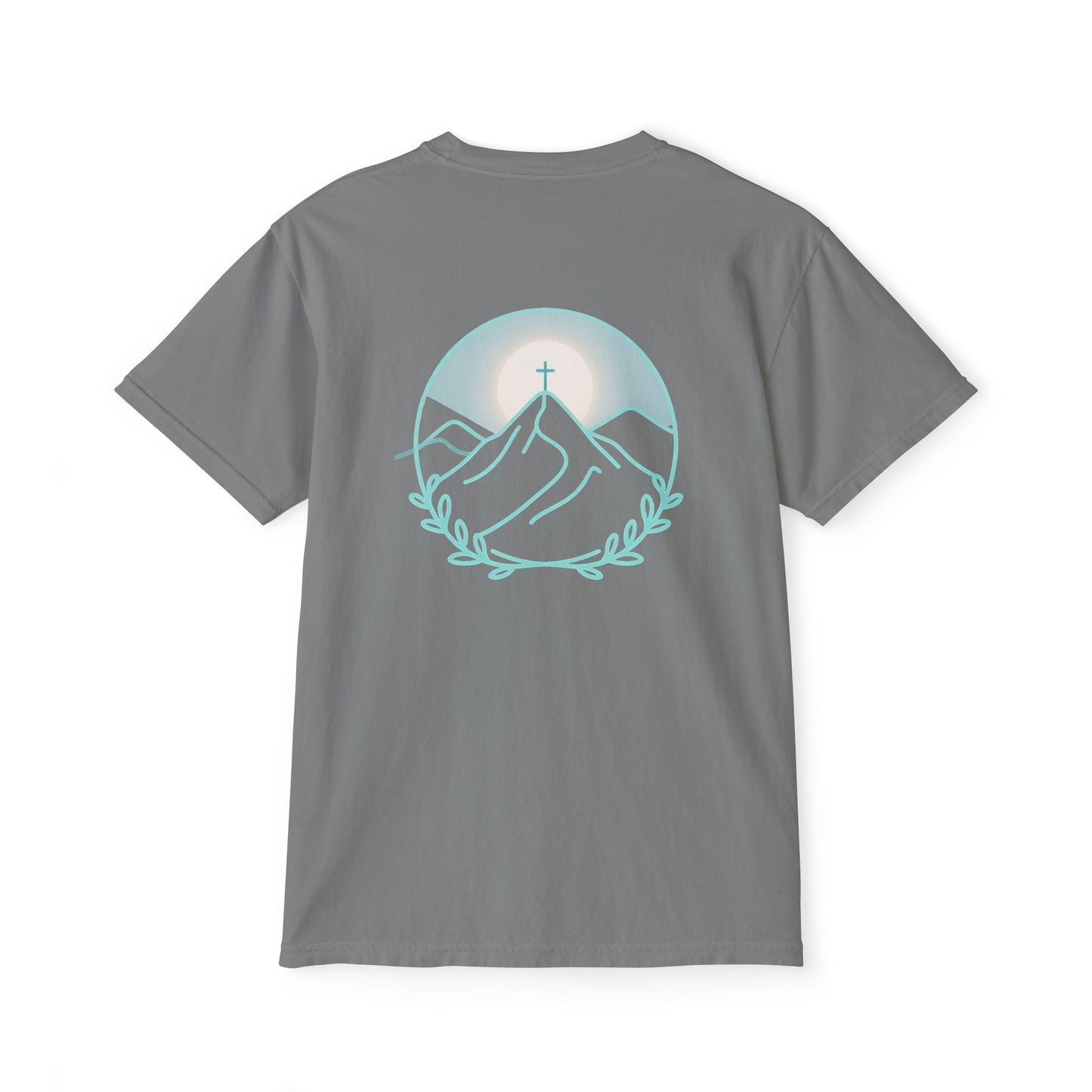 Pocket T-Shirt — Mountain Cross Back Graphic