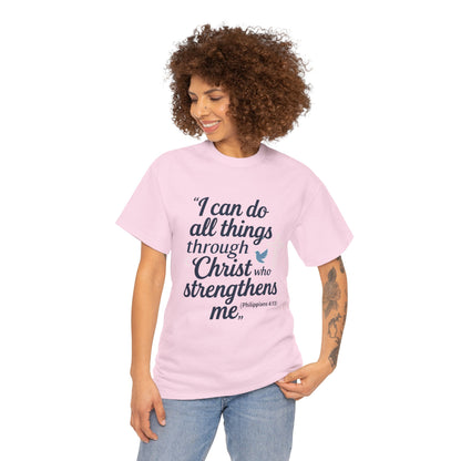 Inspirational Christian T-Shirt - "I Can Do All Things Through Christ" Bible Verse Tee