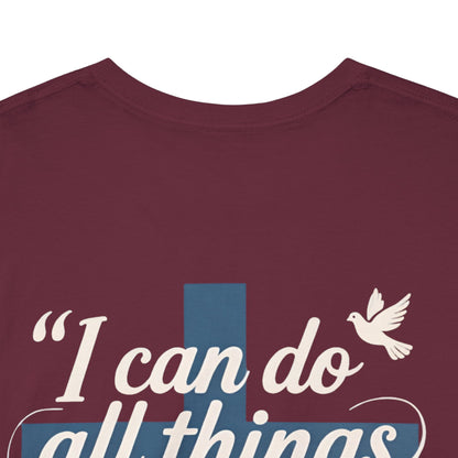 Philippians 4:13 Cotton Tee — "I Can Do All Things" Christian Prayer T-Shirt