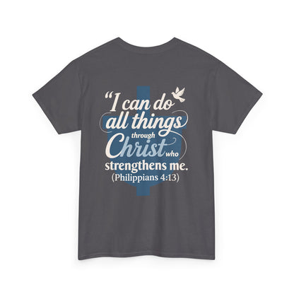Philippians 4:13 Cotton Tee — "I Can Do All Things" Christian Prayer T-Shirt