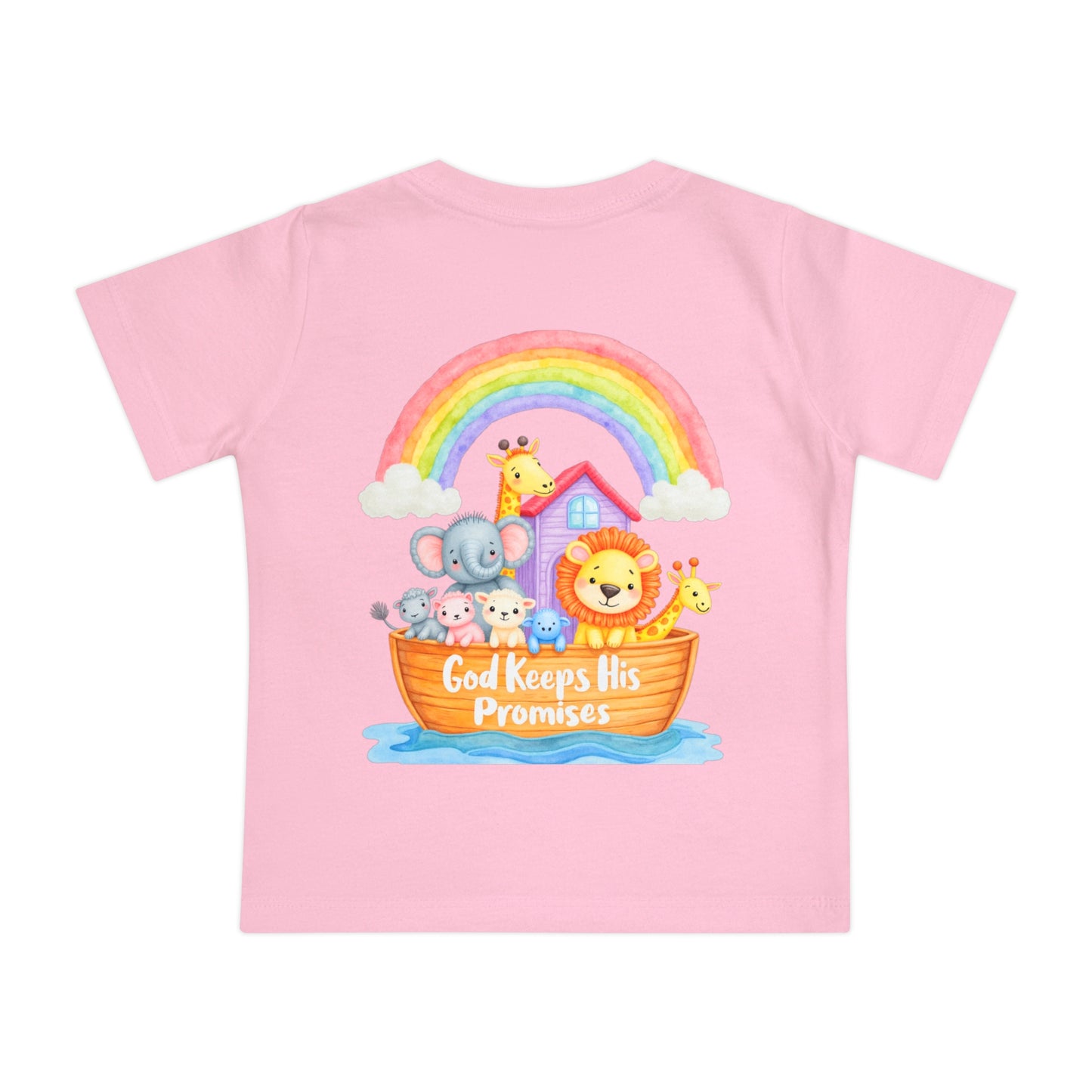 Baby T-Shirt — "God Keeps His Promises" Noah's Ark Rainbow Design