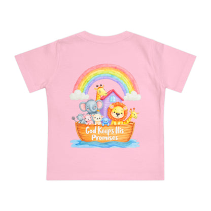 Baby T-Shirt — "God Keeps His Promises" Noah's Ark Rainbow Design