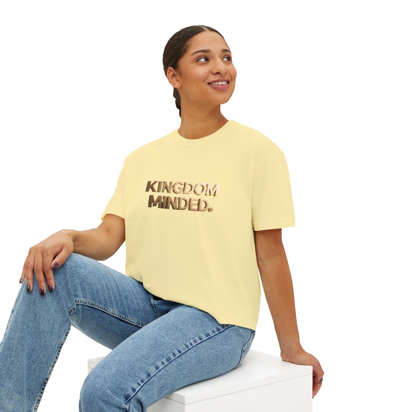 Kingdom Minded Boxy Tee — Women's Faith-Inspired Cropped T-Shirt