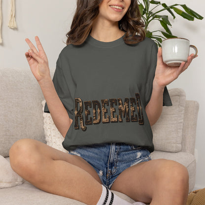 Garment-Dyed Statement Tee — Bold Single-Word Typographic Front