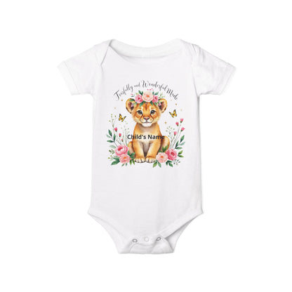 Baby Onesie - Floral Lion Cub "Wild and Wonderful" Personalized Infant Bodysuit