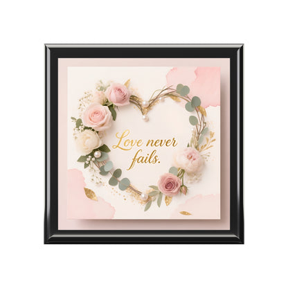 Jewelry Box - 'Love Never Fails' Floral Keepsake Box (Romantic Gift)