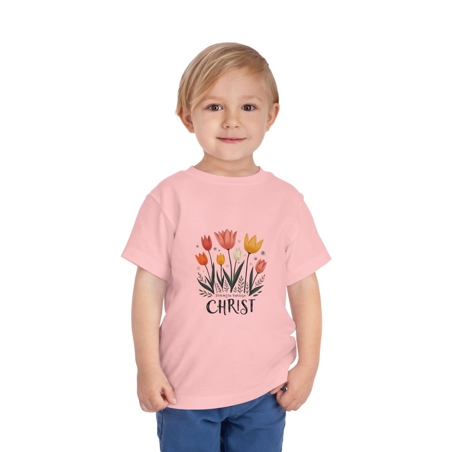 Cute Tulip Floral Christ Tee for Toddlers | Daily Faith Inspiration | Ideal Gift for Kids