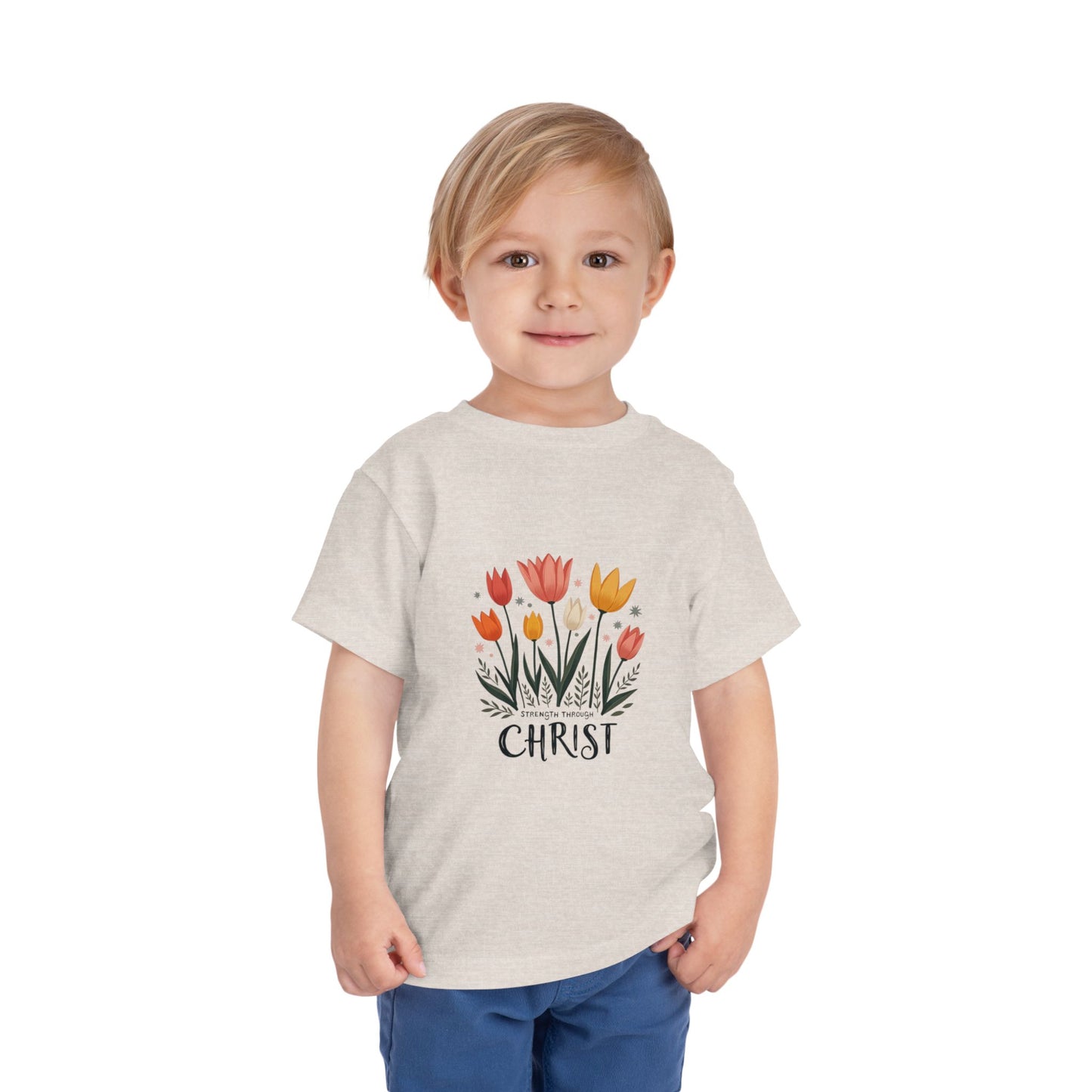 Cute Tulip Floral Christ Tee for Toddlers | Daily Faith Inspiration | Ideal Gift for Kids