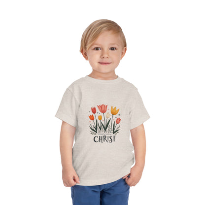 Cute Tulip Floral Christ Tee for Toddlers | Daily Faith Inspiration | Ideal Gift for Kids