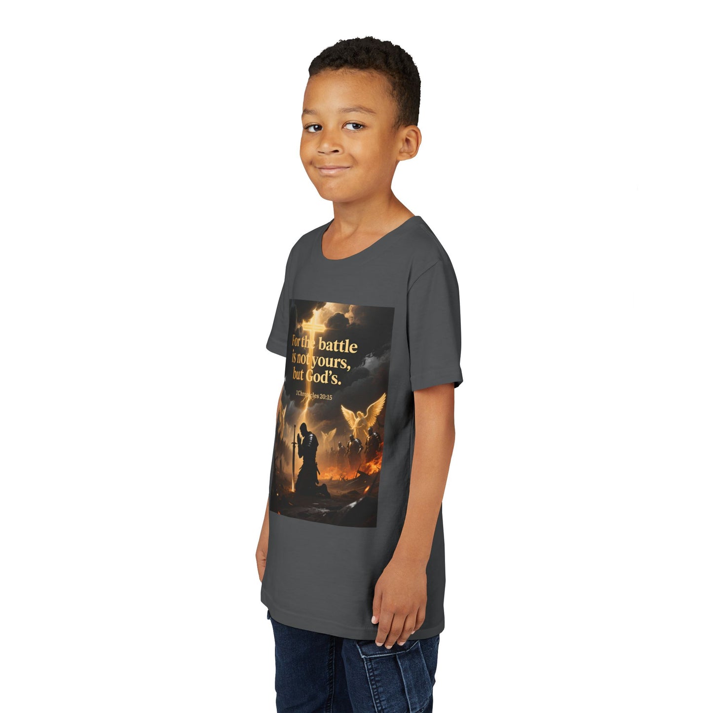 For the battle is not yours, but God's youth tee | Christian hands design | Meaningful Gift for Kids