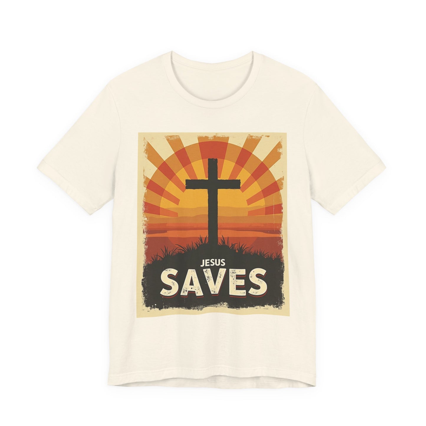 Jesus Saves Cross tee | Christian faith shirt, sunrise graphic | Perfect Gift for Mom and Dad | Friends and Family Shirt