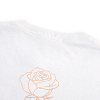 Garment-Dyed Pocket Tee — Rose Line-Art Back Design
