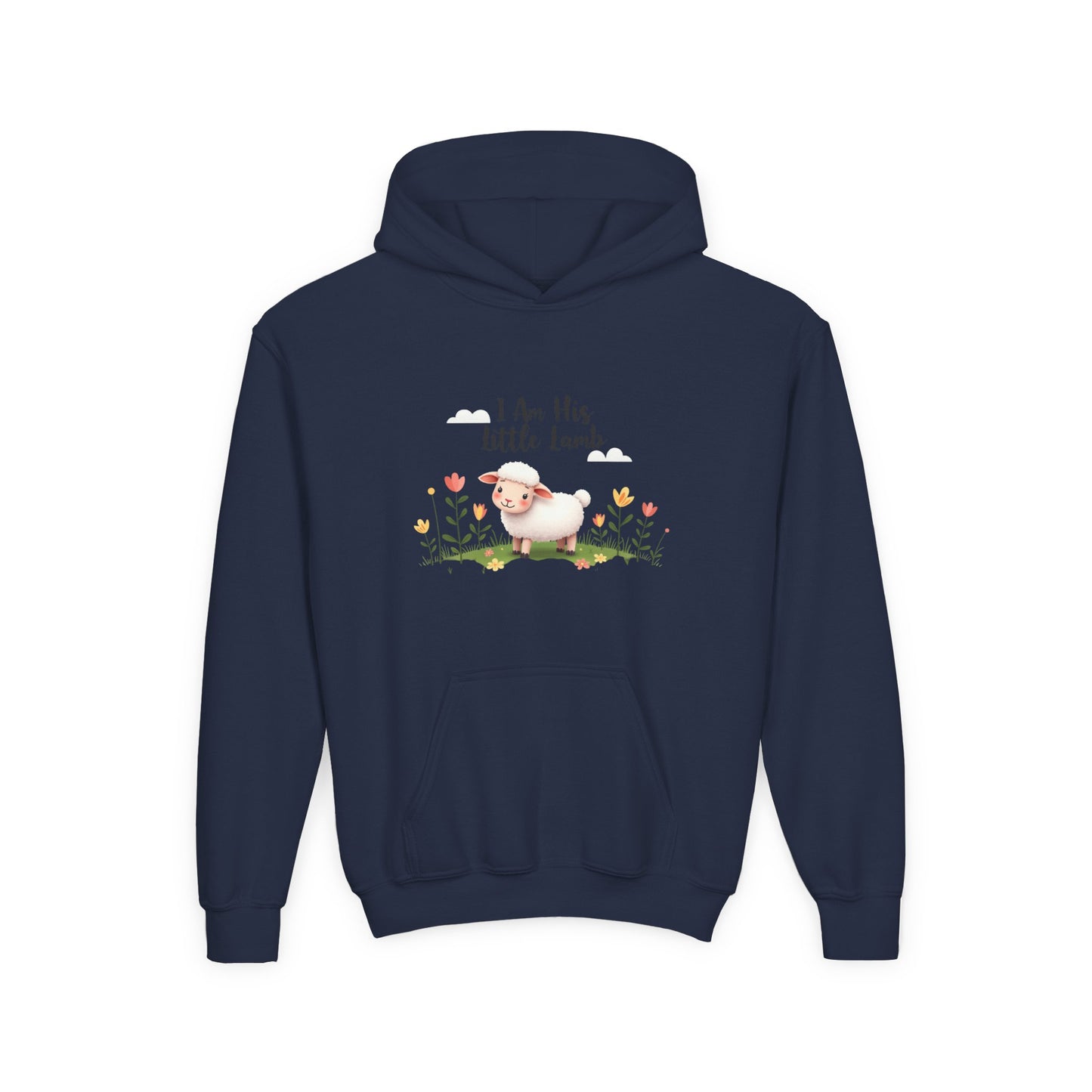 Youth Hoodie - "I Am His Little Lamb" Cute Floral Lamb Kids Pullover
