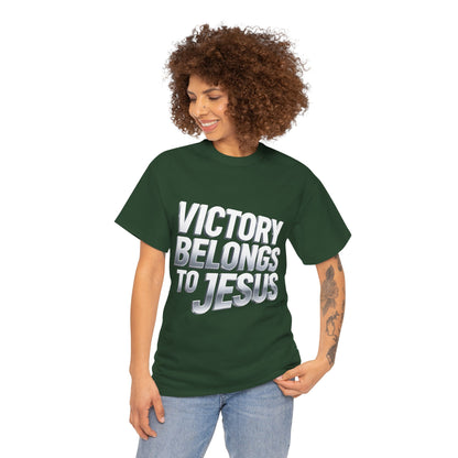 Victory Belongs to Jesus T-Shirt — Heavyweight Christian Faith Tee