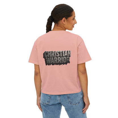 Christian Warrior Boxy Tee — Women's Faith Graphic Shirt