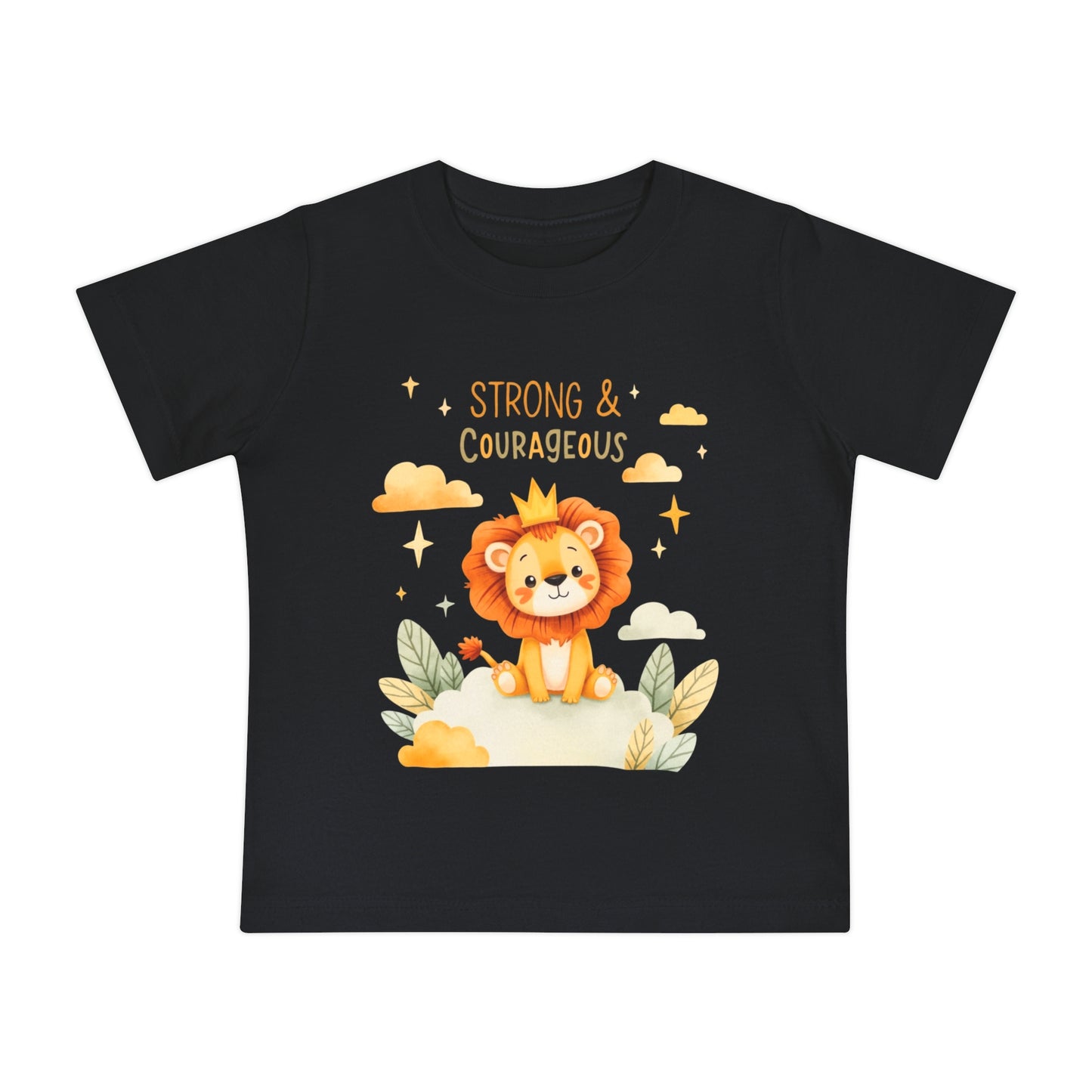 Strong & Courageous Lion Baby T-Shirt — Cute Nursery Tee for Baby Shower & Newborn