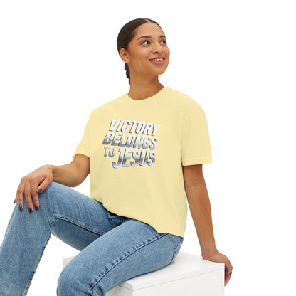 Victory Belongs to Jesus Boxy Tee — Christian Faith Graphic Tee