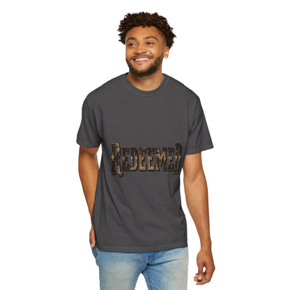 Garment-Dyed Statement Tee — Bold Single-Word Typographic Front