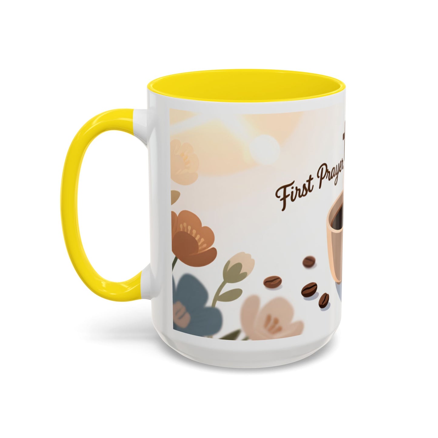 Prayer Then Coffee Mug — Christian Scripture Coffee Cup (1 Thessalonians 5:17) (Multi Color )